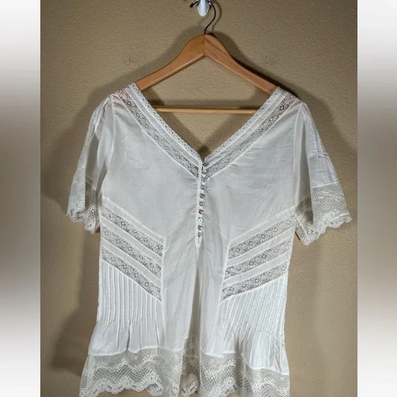 Karen Millen England Lace Cotton Blouse In Ivory - Picture 5 of 9